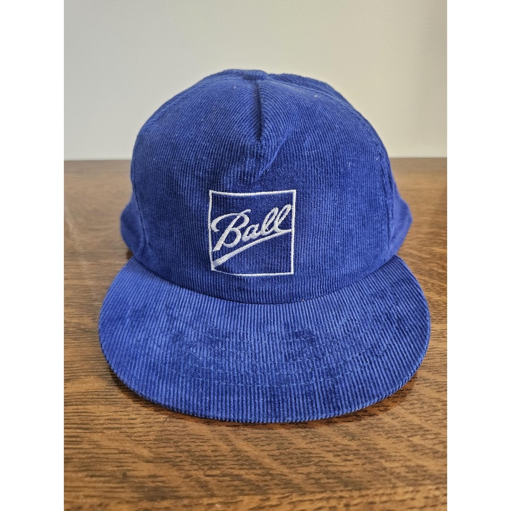Vintage Pro Fit Ball Hat Cap Snap Back Blue Corduroy One Size Mens USA‎ 80s